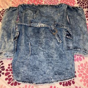 Denim Cold Shoulder Mini Dress